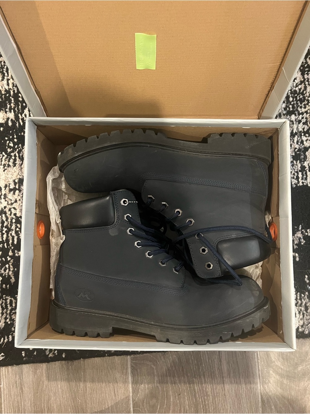 Men's Navy Lace-Up Ankle Work Boots